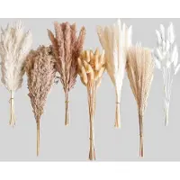 Famanu – Gedroogd pampasgras boeket voor boho tafeldecoratie, mix van konijnenstaarten en pampasgras, geschikt voor bruiloften, babyshowers en huisdecoratie