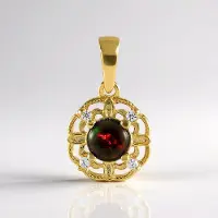 Cavill - Zilveren hanger 925 sterling geelverguld - Ethiopische Mezezo opaal 0,568 ct - 4 Tanzanian zirkonen 0,08 ct - Elegant handgemaakt sieraad