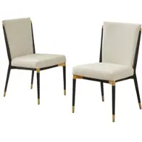 OKWISH Eetkamerstoel Set Van 2 - Scandinavisch Minimalistisch Design - Verstelbare Pootjes Voor Stabiel Zitten - Stoffen Zitting - Beige