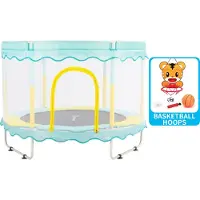 FOXSPORT Trampoline - inclusief veiligheidsnet - 150cm - oranje - trampoline voor kinderen - huishoudelijk speelgoed - tot 100kg - Blauw
