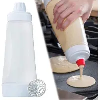 Markenlos - Pancake Mixer Fles en Deegdispenser, knijpfles met deksel en maatschaal, voor pannenkoeken, poffertjes, crêpes en wafels, snel mengen en doseren
