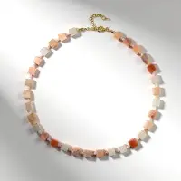 Cavill - Zilveren Halsketting - 925 Sterling Zilver Verguld - Roze Opalen uit Peru 200,9 ct - Elegant Vierkant & Rond Design 45-50 cm