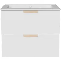 Vente-unique Zwevend badkamermeubel met inbouwwastafel - Wit - B60 cm - AVORELI