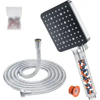Markenlos handdouche met filter en 1,6 meter slang, 6 straalpatronen, waterbesparend, chroom
