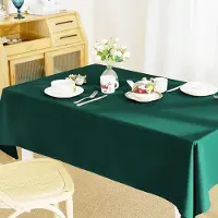 Famanu - Kersttafelkleed, vuilafstotend, waterdicht, decoratie, rechthoekig, 1 stuk, 140 x 240 cm, donkergroen