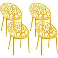 CLP 4-delige set tuinstoelen Hope met armleuningen stapelbaar weerbestendig UV-bestendig tot 150 kg geel
