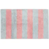 Homescapes Antislipbadmat met streeppatroon 100% katoen, roze en grijs