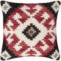 Homescapes Kelim kussen Tawa zwart-crème-rood - kussen 45 x 45 cm met vulling