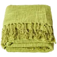 Homescapes Nirvana plaid, 100% katoen, groen, 225 x 255 cm