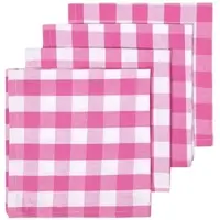 Homescapes roze geruite katoenen stoffen servetten in een verpakking van 4