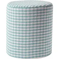 Homescapes Vichy ruit poef rond – blauw en wit krukje, 40x42 cm