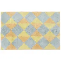 Homescapes antislip badmat met harlekijnpatroon 100% katoen mosterdgeel en grijs