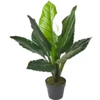 Homescapes Kunstplant Spathiphyllum Wallisii, Vredelelie met witte bloemen, 90 cm