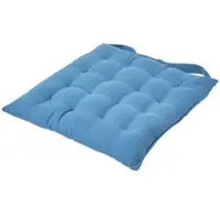 Homescapes stoelkussen – katoenen zitkussen – blauw – 40x40 cm – met lint – voor eetkamer & buitengebruik
