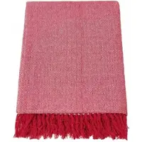 Homescapes Malda deken 150 x 200 cm, rood met franjes - katoenen deken/plaid met patroon