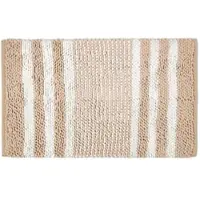 Homescapes Chenille badmat beige en witte strepen van 100% katoen, 50 x 80 cm
