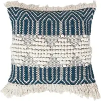 Homescapes Kelim kussen Safi crème wit-blauw - kussen 45 x 45 cm met vulling