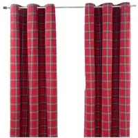 Homescapes Edward tartan ooggordijnen set van 2 100% katoen, 137 x 117 cm