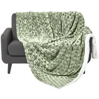 Homescapes Cosy Velvet Triangle Deken - Sherpa Deken Saliegroen 130 x 160 cm
