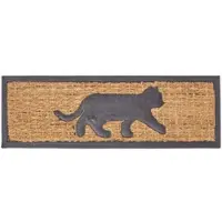 Homescapes deurmat kat, rubber & kokosvezel, 75cm x 25cm