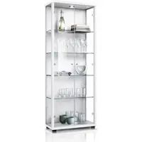 K-Möbel Vitrinekast met glas staand met 2 deuren, 4 in hoogte verstelbare glasplanken - Vitrinekast met led verlichting - 176x67x33 cm - Wit