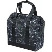 Basil Achtertas fiets - - Grote Bloemen Shopper - 23 L - Waterafstotend - Bevestiging Hook-On