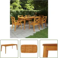 The Living Store Acacia Hout - Tuintafel - Tuintafel 200x100x75 cm massief acaciahout - Buitentafel - Eetkamertafel - Patio Set