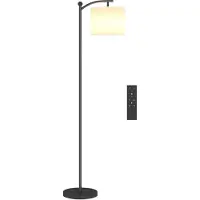 HOMCOM Floor Lamp-Metall, Stoff-54,3L x 30,6B x 159,6H cm-Schwarz+Cremeweiß