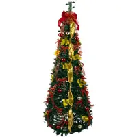 Kruzzel Kunstkerstboom, versierd, merk RUHHY, inklapbaar, met standaard, extra groot, 180 cm