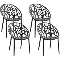 CLP Hope 4er Set stapelbare Tuinstoelen - Weerbestendig & UV-bestendig - Kunststof Stoelen met Armleuningen - Modern Design - zwart