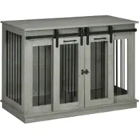 PawHut Hundekäfig, Hundehütte mit Zweiraum-Option, Haustierkäfig mit Doppeltüren, Hundebox, Hundehaus für Mittelegroße Hunde, 120 x 60 x 88,5 cm, Grau