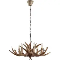 LINDBY Hanglamp Tejask, dimbaar, bruin / roest, Woon-/ Eetkamer, Kunststof, Landelijk, hanglamp