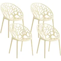 CLP 4-delige set tuinstoelen Hope met armleuningen stapelbaar weerbestendig UV-bestendig tot 150 kg creme