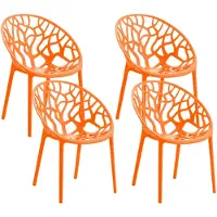 CLP Hope 4er Set stapelbare Tuinstoelen - Weerbestendig & UV-bestendig - Kunststof Stoelen met Armleuningen - Modern Design - oranje