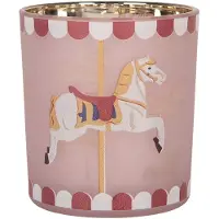 Clayre & Eef Waxinelichthouder Ø 7x8 cm Roze Glas