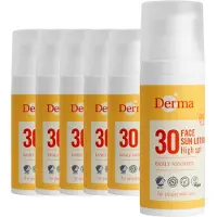Derma Sun - Gezichtszonnecrème SPF30 - 6 x 50 ml - Waterbestendig - Geschikt onder Make-up - Met Aloe Vera en Hyaluronzuur - Parfumvrij - AllergyCertified