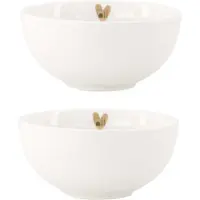 Zusss Set Van 2 Kommetjes Goud Hartje Keramiek Wit/Goud