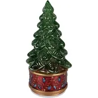 Clayre & Eef Kerstdecoratie met LED-verlichting Kerstboom Ø 12x27 cm Groen Kunststof