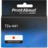PrintAbout Huismerk vervangt Brother TZe-441 Tape Zwart op rood (18 mm)