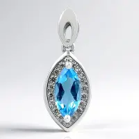 Cavill - Marquise Topaas Hanger - 1,116 ct Blauwe Topaas - 925 Sterling Zilver - 18 Zirkonia's 0,292 ct - Elegante Blauw Sieraden