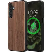 Kwmobile Echt Houten Beschermhoes voor Samsung Galaxy A16 5G – Hout & TPU Cover – donkerbruin hout