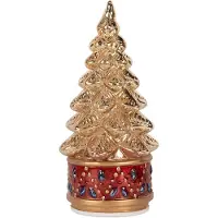 Clayre & Eef Kerstdecoratie met LED-verlichting Kerstboom Ø 12x27 cm Goudkleurig Glas