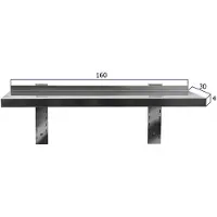 HCB - Professionele Wandschap van metaal - Wandschap - RVS / INOX - Muurplank - wandplank - Horeca - 30x160x4 cm (DxBxH) - 15 kg - 8909