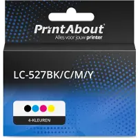 PrintAbout Inktcartridge LC-527BK/C/M/Y 4-kleuren Multipack geschikt voor Brother