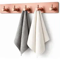 BOTC Handdoekhouder RVS - Handdoekhaakjes 5 in 1 RVS Zelfklevend - Rechthoekig Handdoek Haakjes - Roségoud