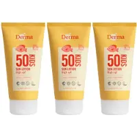 Derma Sun - Kids Zonnebrand SPF50+ - 3 x 150 ml - Extra Hoge Zonbescherming voor Kinderen - UVA en UVB Bescherming - Waterbestendig - Parfumvrij - AllergyCertified