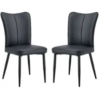 OKWISH Eetkamerstoel Set Van 2 89 Cm - Ergonomische Rugleuning & Zachte Zitting - Voor Eetkamer Of Kantoor - Metaal En Pu Leer - Zwart