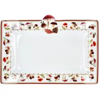 MamboCat AUTUMN BREEZE rechthoekige serveerschaal 35x23 cm met paddestoelenmotief van porselein – R2143#AUBR