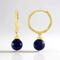Cavill - Luxe Oorbellen 18K Goud Verguld - 925 Sterling Zilver - Afghaanse Lapis Lazuli 7,54 Ct - Handgemaakt - Diepblauw Goud Accent - Middenmaat