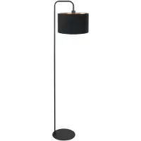 Mexlite Vloerlamp Stang 4775ZW, zwarte vloerlamp met fijn linnen kap